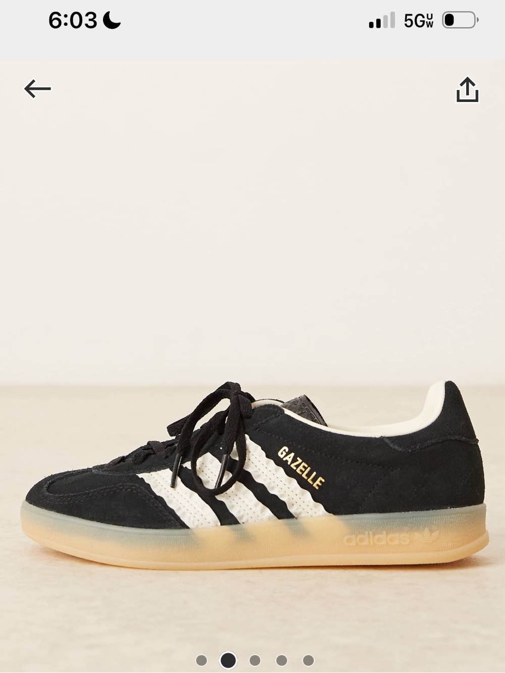 adidas NAVY Gazelle Sneakers with White Ruffle Stripes - Picture 2 of 6